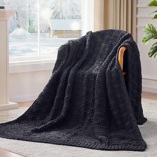 Anysay Knitted Weighted Blanket for Adult, Chunky Knit Weighted Throw for Sleep 60"*80" 20lbs, Cooling Breathable Machine Washable Heavy Blanket for Room Decor (Dark Grey, Queen) thumbnail 2