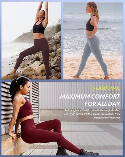 CAMPSNAIL 4 Pack Leggings for Women - High Waisted Tummy Control Yoga Pants for Workout Gym Black Leggings Plus Size Dance thumbnail 4