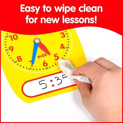 edxeducation Write-On Wipe-Off Clock Dials, Set of 5 | Analog Clock With Movable Hands, Learn to Tell Time, Teaching Resource for Classrooms thumbnail 6