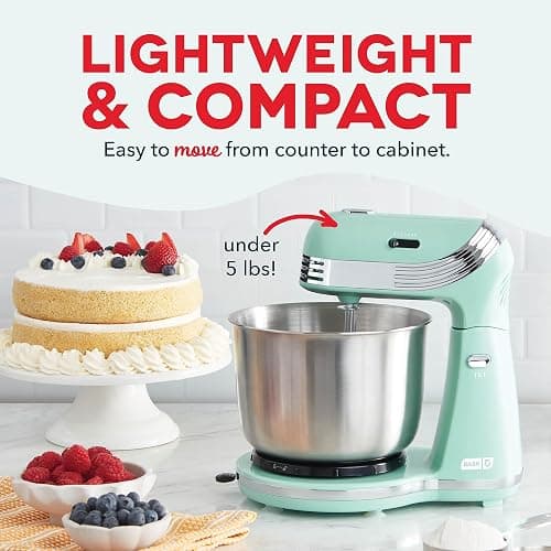 Dash Everyday Stand Mixer - Compact Tilt-Head Stand Mixer for Everyday Recipes - 6-Speed Power with Stainless Steel Bowl - Aqua, 3-Quart thumbnail 3
