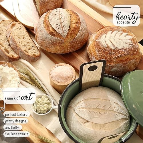 All-Inclusive 𝗣𝗥𝗘𝗠𝗜𝗨𝗠 Sourdough Starter Kit with Pot, 34 Oz Starter Jar, 4 Banneton Bread Proofing Baskets, Scraper, Scale, Sourdough Bread Baking Supplies, Detailed Beginner Guide & Recipes thumbnail 7