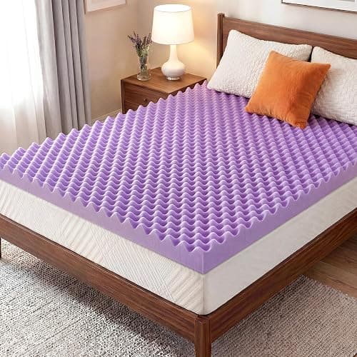 3 Inch Egg Crate Mattress Topper Twin, Gel Infused Memory Foam Mattress Topper for Pressure Relief, Breathable Mattress Pad Bed Topper in a Box, CertiPUR-US Certified, Purple, 38"×75" - Image 1