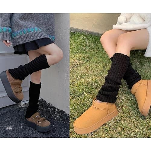 MPINOI 2PCS Leg Warmers for Women Winter - Leg Warmers y2k 80s Neon Ribbed leg socks outfit for Eighty's Party Sports Yog thumbnail 4