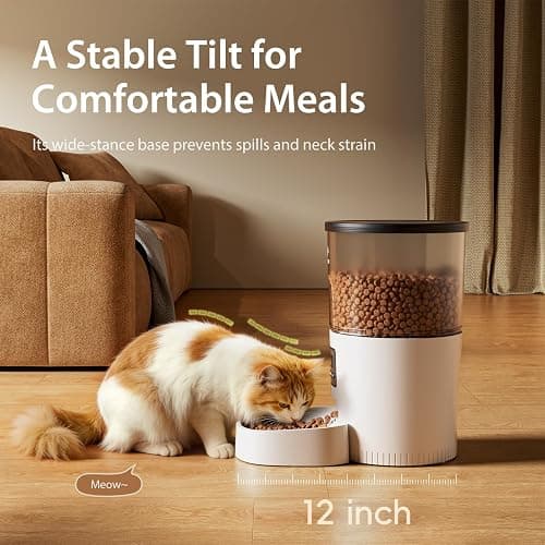 IMIPAW Automatic Cat Feeders, Timed Cat Dry Food Dispenser with Desiccant Bag, Dual Power Supply, Programmable Portion Size, 6 Meals, 20 Portions Per Day, Auto Pet Feeder for Cats and Small Dog, White thumbnail 3