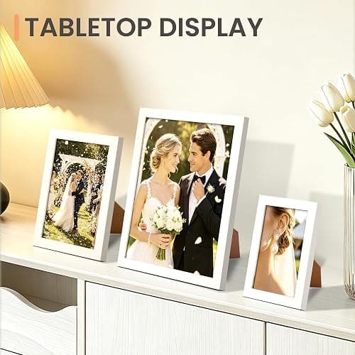 upsimples 10 Pack Picture Frames Collage Wall Decor for Mounting or Tabletop Display, Photo Gallery Frame Set for Family, Multi Sizes Including 8x10, 5x7, 4x6, White | Multi Picture Frames Collage Wall Decor, Gallery Wall Frame Set, Gift For Christmas, Mothers' day, Wedding, Dorm, Living Room thumbnail 5