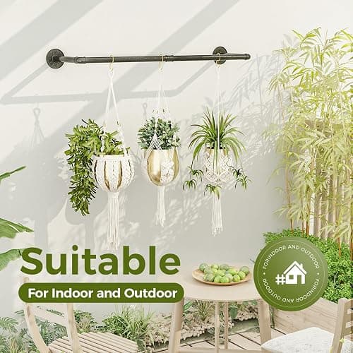 Bamworld Hanging Planters for Indoor Plants Plant Hanger Indoor Hanging Plants Rod 36.2in Window Plant Shelves Metal Rod Pot/Chain/Plant Not Included thumbnail 5