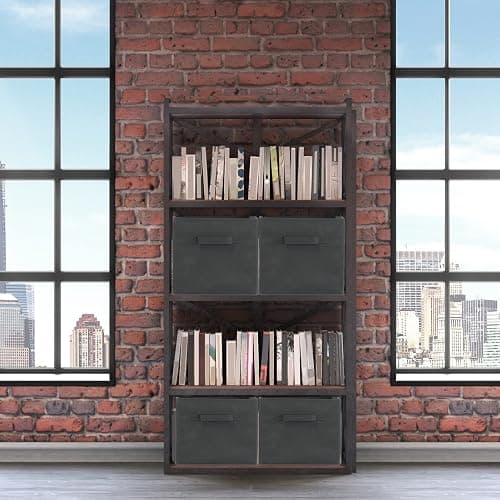 Simple Houseware 11 Inch Foldable Storage Bins Cubes Organizer, 6 Pack, Dark Grey thumbnail 2