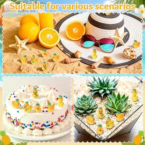 GGSTDDUP 50 PCS Mini Resin Pineapple Ducks, Summer Tiny Resin Animals Figures to Hide, Cute Toy Figures for Miniature Landscape Garden Accessories Dollhouse Cake DIY Home Decoration Party Favors thumbnail 4