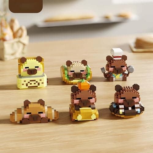 TIM CHESS 6 Set Cute Capybara Building Blocks Set, Mini Bakery Figurine Toy | Micro Brick Bakery Bread Model Kits Party Favors Stocking Stuffers Desk Decor thumbnail 5