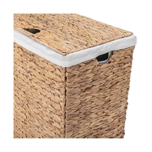 Seville Classics Premium Natural Handwoven Portable Laundry Bin Basket with Carrying Handles, Natural Water Hyacinth, Rectangular, Volume: 2.5 bushels or 3.1 cu. ft, 18.5" W x 12.2" D x 24" H thumbnail 6