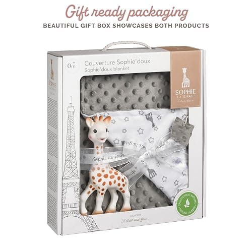 Sophie la girafe Gift Set | Includes Sophie la girafe & Sophie Doux Blanket | Born in Paris | Ultra-Soft Blanket | Warm Cocoon of Softness | Comfort & Soothe | Awaken All 5 Senses thumbnail 7