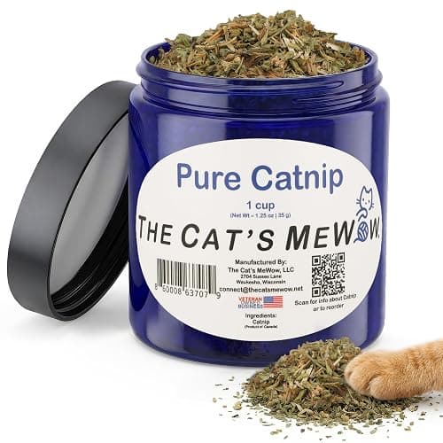 The Cat's MeWow 100% Pure Catnip – North American Grown – Strong Aroma for Play & Enrichment – Resealable Freshness Jar – Veteran-Owned Brand - Image 1