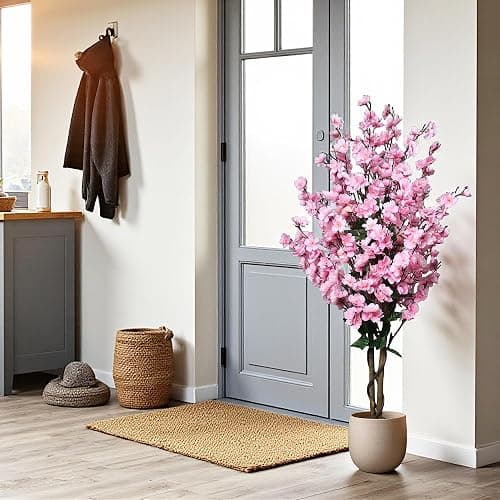 Arnusa Kunstpflanze Blütenbaum 120 cm Wintersweet Künstliche Pflanze Blüten Kunstbaum im Topf Frühlings Pflanze (Pink) thumbnail 4