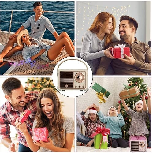 Dosmix Retro Bluetooth Speaker, Vintage Decor, Portable Wireless Bluetooth Speaker, Cute Old Fashion Style for Kitchen Desk Bedroom Office Outdoor Accessories for iPhone Android (Yellow) thumbnail 2