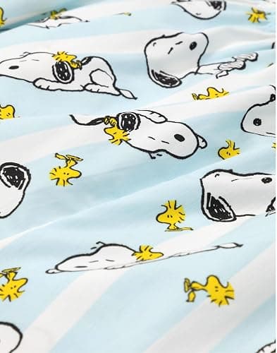 Peanuts Snoopy Women's Cream Short Sleeve Pyjama Set | Blue Lazy Days Shorts with Snoopy and Woodstock Print thumbnail 8