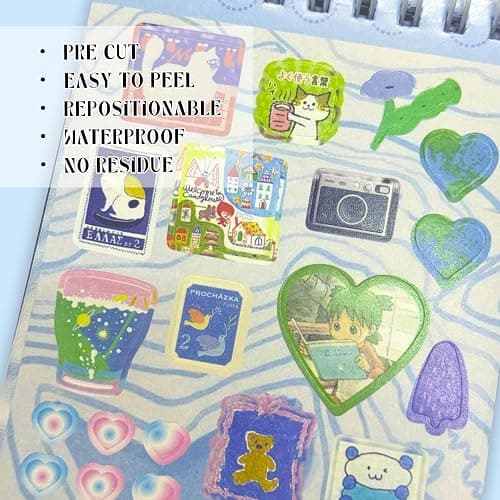 20 Sheets INS Style Cute Cartoon Sticker Book – Kawaii Stickers for Journaling Junk Journal Scrapbooking Planner DIY Crafts Teens thumbnail 7