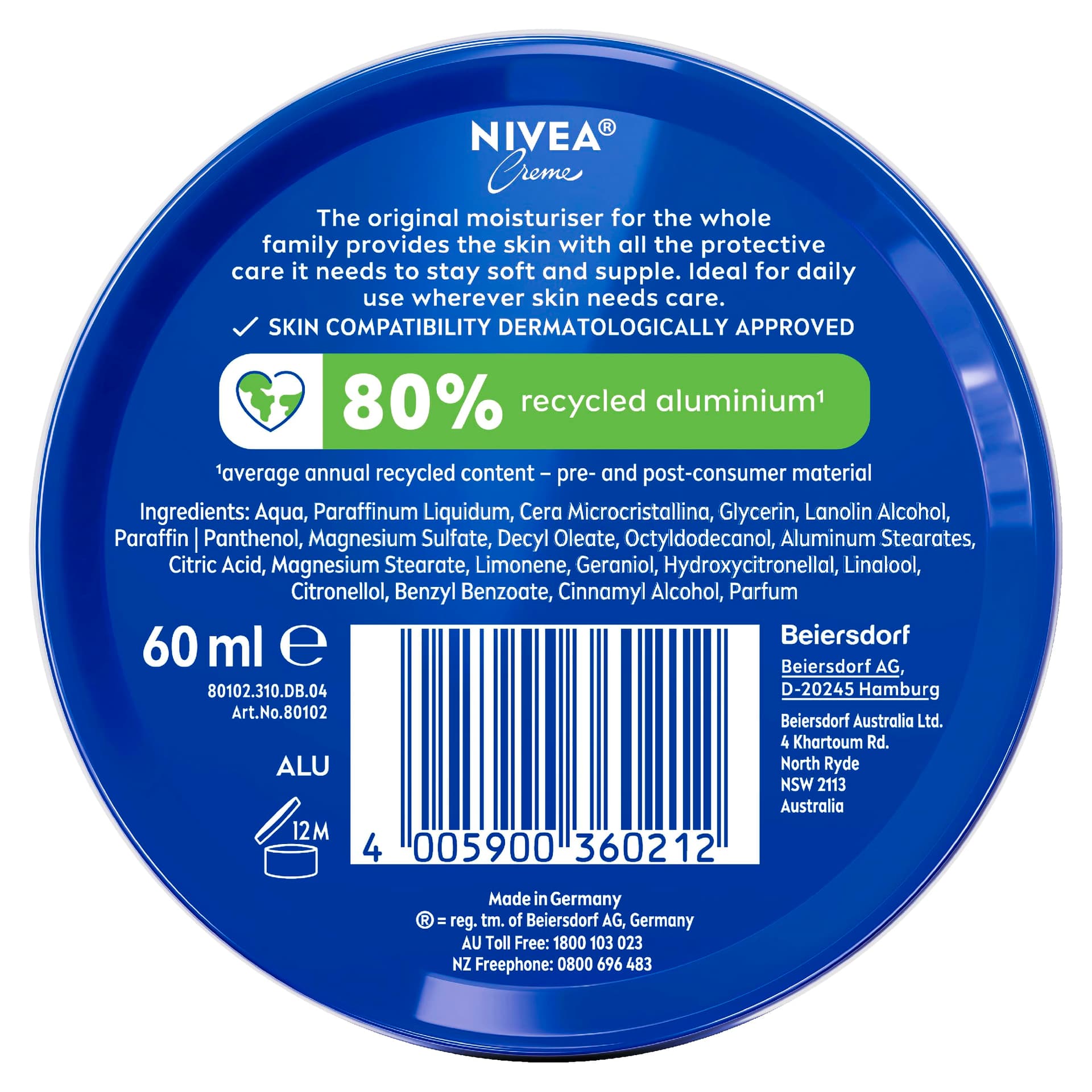 NIVEA Creme Moisturiser 60ml | Multi-Use Moisturiser for Face, Body and Hands | 24-hour Moisture Protection | Smoothes and Hydrates Dry Skin | Perfect For Everyday Use thumbnail 3