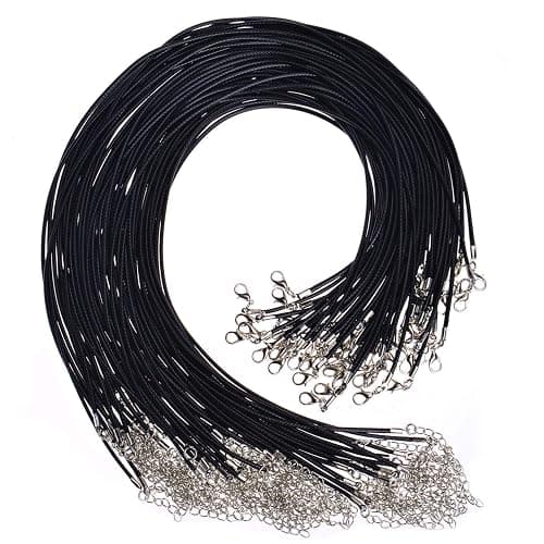 Selizo 100Pcs Necklace Cord for Jewelry Making, Black Waxed String Bracelet Making Supplies - Image 1