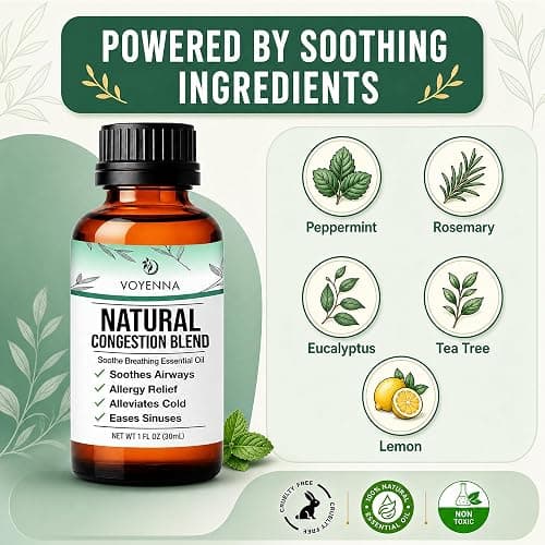 Essential Oil Breathe Blend for Diffuser, Humidifier, Aromatherapy & Rub with Peppermint & Eucalyptus Oils | for Headache, Allergy & Congestion thumbnail 7