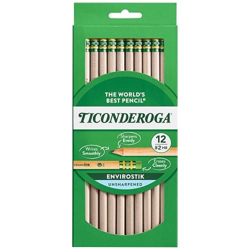 Ticonderoga Envirostik Wood-Cased Pencils, #2 HB Soft, Natural, 12 Count - Image 1
