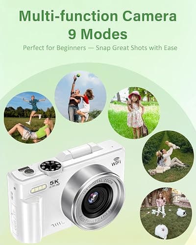 5K Digital Camera for Photography, 75MP WiFi Vlogging Camera for YouTube with 3" 180° Flip Screen, 18X Zoom UHD Autofocus Video Camara with 32GB SD Card thumbnail 6