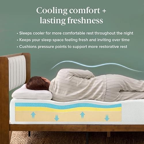 Zinus Queen Mattress - 12 Inch Green Tea Cooling Gel Memory Foam Mattress, Pressure Relief, for Cool Sleep, CertiPUR-US Certified Foam, Mattress in a Box, 10-Year Warranty, Queen Size thumbnail 9