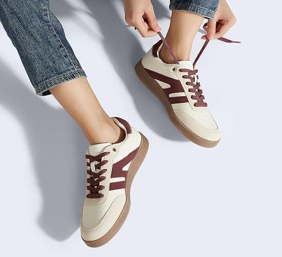 LUCKY STEP Women Classic Retro Gum Sole Fashion Sneakers Casual Tennis Skate Shoe Genuine Leather Walking Footwear Anti Slip Trainers thumbnail 6