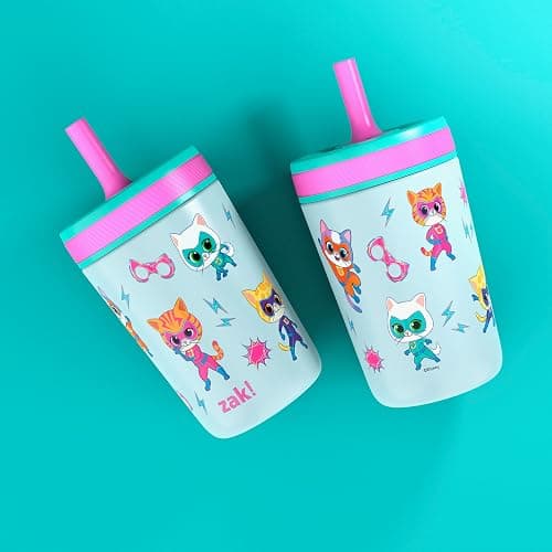 Zak Designs SuperKitties Kelso Toddler Cups For Travel or At Home, 12oz Vacuum Insulated Stainless Steel Sippy Cup With Leak-Proof Design is Perfect For Kids (Ginny, Sparks, Buddy, Bitsy) thumbnail 11