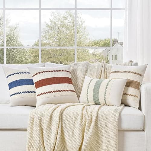 Fancy Homi Set of 1 Sage Green Boho Lumbar Decorative Throw Pillow Covers 12x20 Inch for Living Room Bedroom Couch Bed Chair, Rustic Retro Cushion Case, Bohemian Room Home Decor thumbnail 7