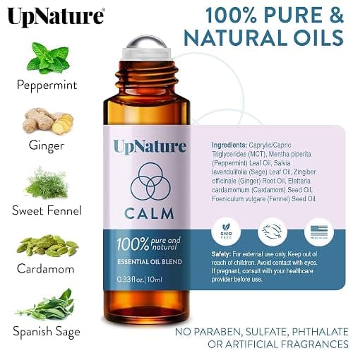 UpNature Calm Essential Oil Roll On - Stocking Stuffers for Teen Girls and Women - 100% Natural Stress Relief Aromatherapy Blend - Relaxation Self Care Gifts for Women thumbnail 3