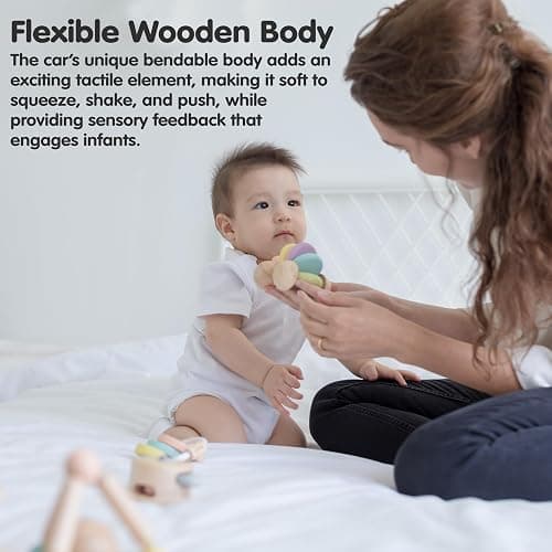 PlanToys® Wooden Baby Push Toy Car | Montessori Toy for Infants | Wooden Baby Toy with Flexible Body | Sensory & Motor Skill Development Toy for 6+ Months thumbnail 6