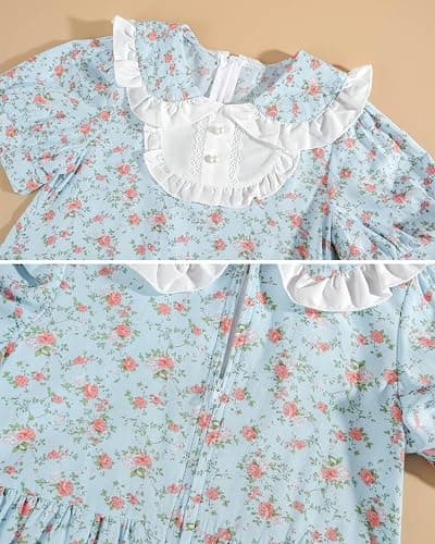 Nuoqi Prairie Dresses for Girls Green Pioneer Girl Costume Colonial Dress with Apron thumbnail 5