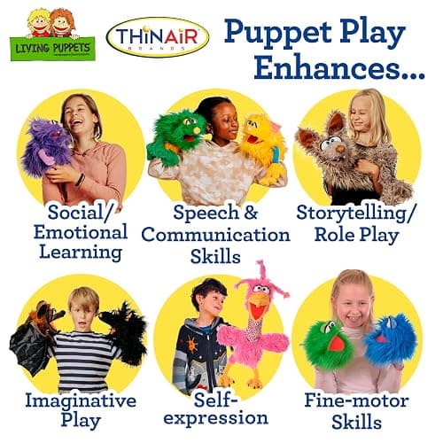Living Puppets - Artie the Coyotte Large 27-Inch Plush Hand Puppet for Boys and Girls thumbnail 5