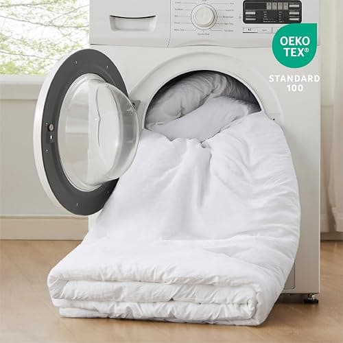 Bedsure Queen Size Comforter Set, White Soft Prewashed Bedding for All Seasons, 3 Pieces GentleSoft™ Warm Down Alternative Bed Set, 1 Lightweight Comforter (90"x90") and 2 Pillowcases (20"x26") thumbnail 5