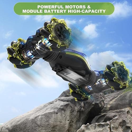 HOSHIPLAY Gesture RC Car,1:24 4WD Transform Off-Road Stunt Car with Gesture & Remote Control, 360° Flips Drift Vehicle with LED Lights Music, All Terrain Toy Cars Gifts for Boys Girls Age 6-12 thumbnail 4