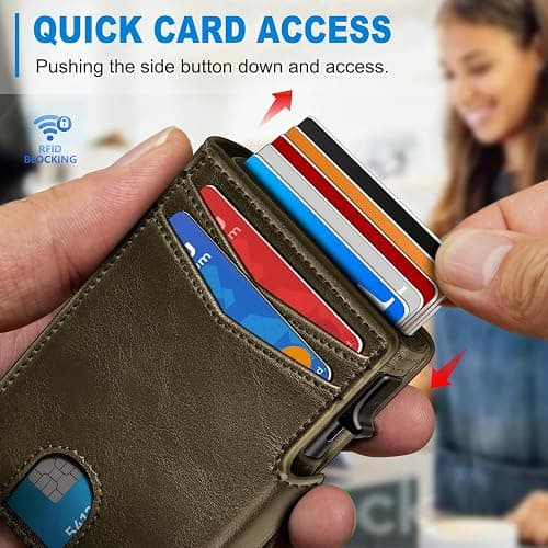 miyozi Men Wallet,with Money Clip Coins Pocket ID Window,Slim Front Pocket RFID Blocking Pop-up Card Holder 3.9"x 2.7", Gift Boxed thumbnail 5