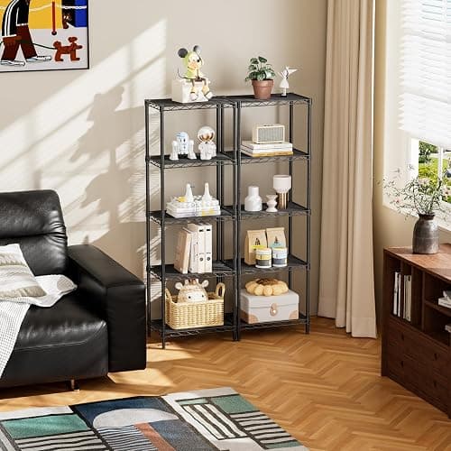 SINGAYE Metal Shelves Wire Shelving：Storage Rack Standing Units Shelf for Kitchen Laundry Bathroom Closet Organizers Pantry Narrow Mesh Adjustable 10" D x 16" W x 55" H Black thumbnail 7