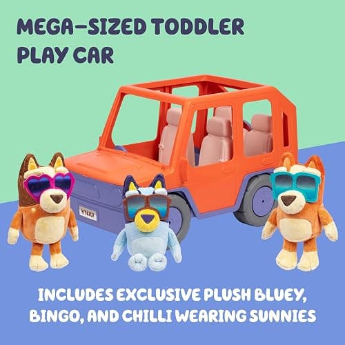 Bluey Big Heeler 4WD and Family Toddler Toy Car, Bingo and Chilli Plush Buddies, Opening Hood Storage, Car Toys for Kids 3+, Amazon Exclusive thumbnail 7