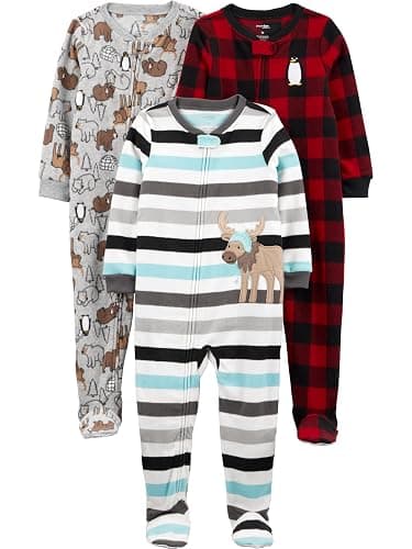 Simple Joys by Carter's baby-boys Loose-Fit Flame Resistant Fleece Footed Pajamas - Image 1
