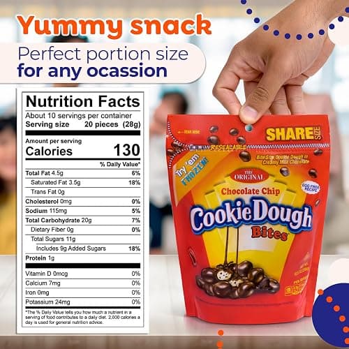 Candylandia Cookie Dough Bites Candy with Raw Edible Cookie Dough in Value Size 10.5 ounce bag | Chocolate Chip Flavor | 1 bag thumbnail 2