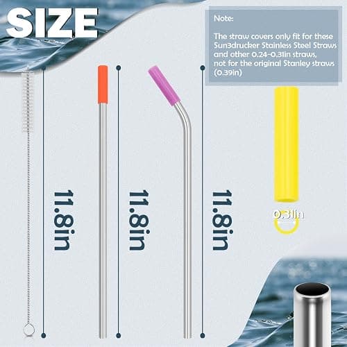 Stainless Steel Replacement Straws for Stanley Adventure Travel Tumbler (6 Straws with Tips for 40oz) thumbnail 2