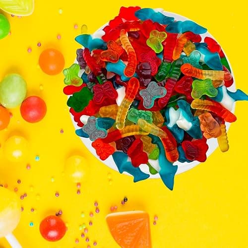 Gummy Candy Mix, Chewy Candy, Assorted Fruit Flavors, 2 Lb Bag | Blue Sharks, Gummi Bears, Gummy Worms & Butterflies, Gummies Bulk thumbnail 5