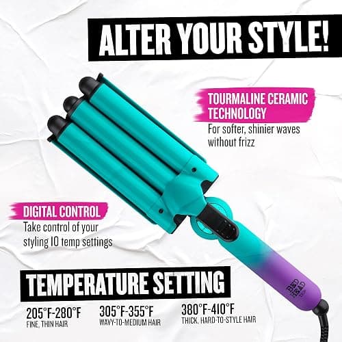 Bed Head Wave Affair Jumbo 3 Barrel Hair Waver | Quick Styling, Serious Hold, & Less Heat Damage, Heat Protectant Glove Included for Easy, Custom Styling thumbnail 4