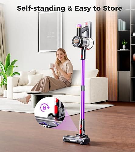VIAFLY Cordless Vacuum Cleaner, 550W 45Kpa Vacuum Cleaners for Home, 60Mins Stick Vacuum with LED Display, Self-Standing & Anti-Tangle, 8-in-1 Wireless Vacuum for Carpet Pet Hair Hardfloor thumbnail 6