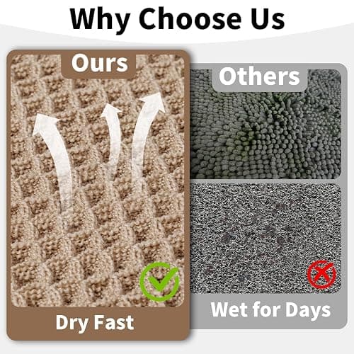 GRLYUH Waffle Bath Mat - Boho Bathroom Rugs Non Slip Washable, Super Absorbent & Quick Dry, Small Bath Mats Farmhouse Bathroom Decor, 18'' x 30'', Khaki thumbnail 4