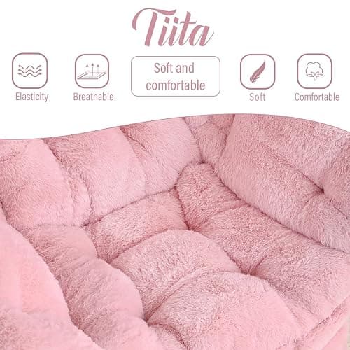 Tiita Lazy Chair with Ottoman, Pink Modern Large Accent Chair, Comfy Leisure Sofa Armchair with Ottoman, Reading Chair with Footrest for Bedroom, Living Room, Dorm Rooms, Plush Pink thumbnail 9