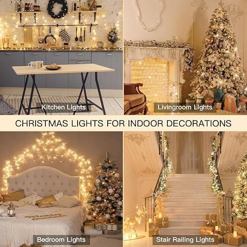 suddus Christmas Lights Outdoor, 66 ft 200 LED Plug in Warm White Fairy String Lights with Remote, Twinkle Lights for Bedroom, Indoor, Tree, Dorm, Wedding, Outside, Backyard Decorations thumbnail 3
