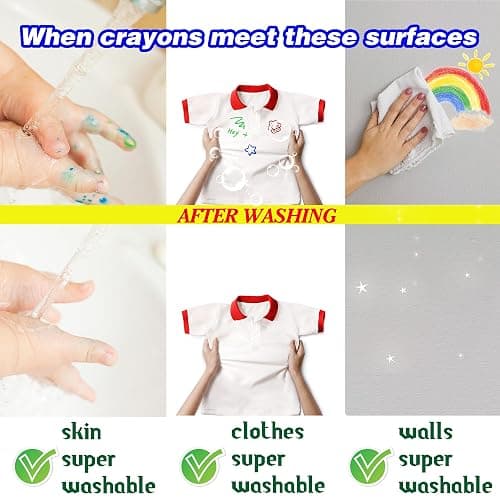 WOSWEL Super Washable Jumbo Crayons Bulk, 24 Pack Crayons with 10 Bright Colors, Non-Toxic Easy-Grip for Toddlers 1-3 & Kids Ages 4-8, Safe Art Supplies for Coloring Books & School Projects thumbnail 5