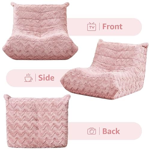 Bean Bag Chairs for Adults Giant Bean Bag Chair Memory Foam BeanBag Chair Bean Bag Sofa with Filler Faux Fur Fireside Beanbags Lazy Sofa for Living Room Bedroom Office (Pink Chevron, Single) thumbnail 8
