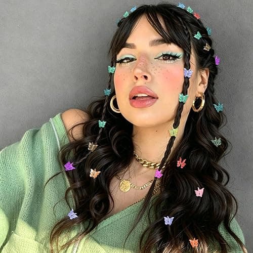 Mini Butterfly Hair Clips, Sparkly Y2K 90s 50pcs Hair Accessories (Glitter) | Tiny Small Claw Clips, Cute Barrette, Festival Plastic Jewelry, for Women Girls thumbnail 4